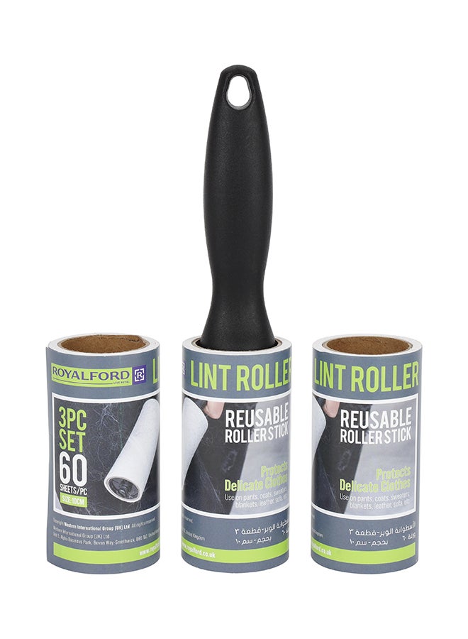 Royalford Lint Roller- RF12713 3 Rollers, 1 Holder, Reusable Stick, 10 cmx60 Sheets Per Roll - Image 5